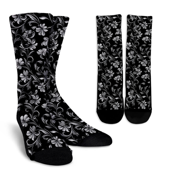 🎁 Black and White Flowers Socks (100% off)