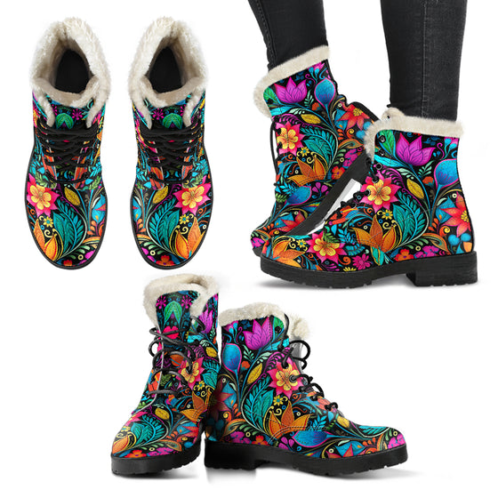 Happy floral winter boots