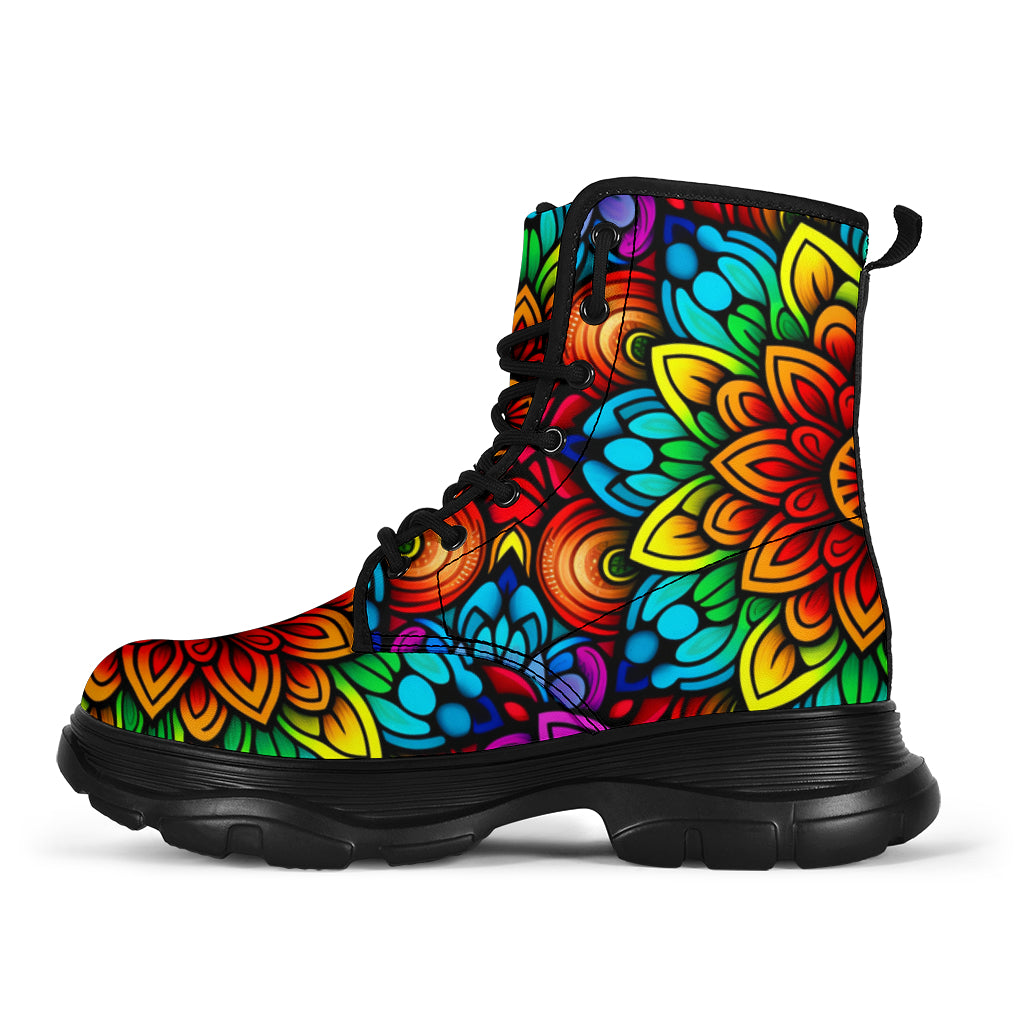 Rainbow Mandala Chunky Boots