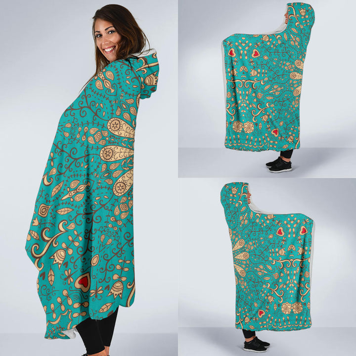 Blue mandala hooded blanket