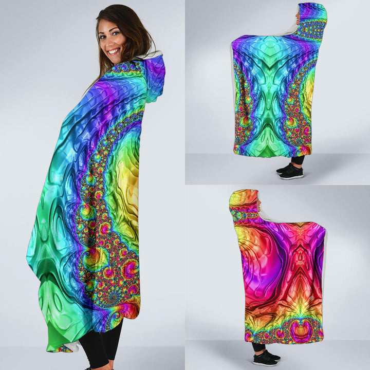 Rainbow hooded blanket