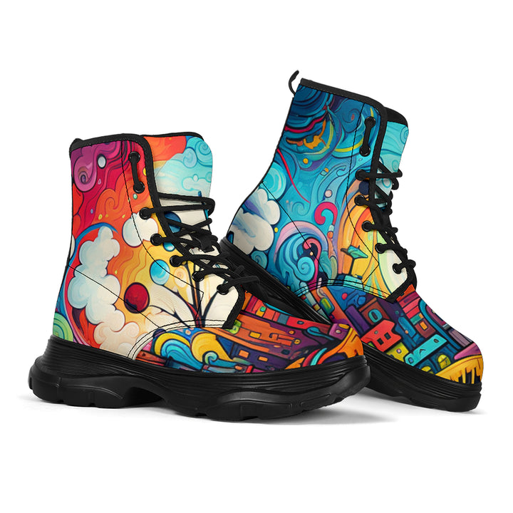 Happy Doodle Chunky Boots