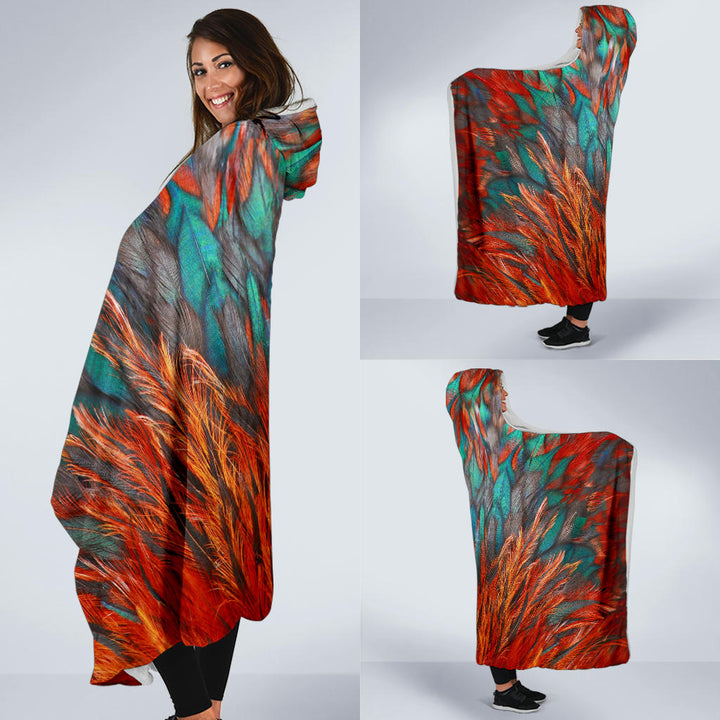 Feathers hooded blanket