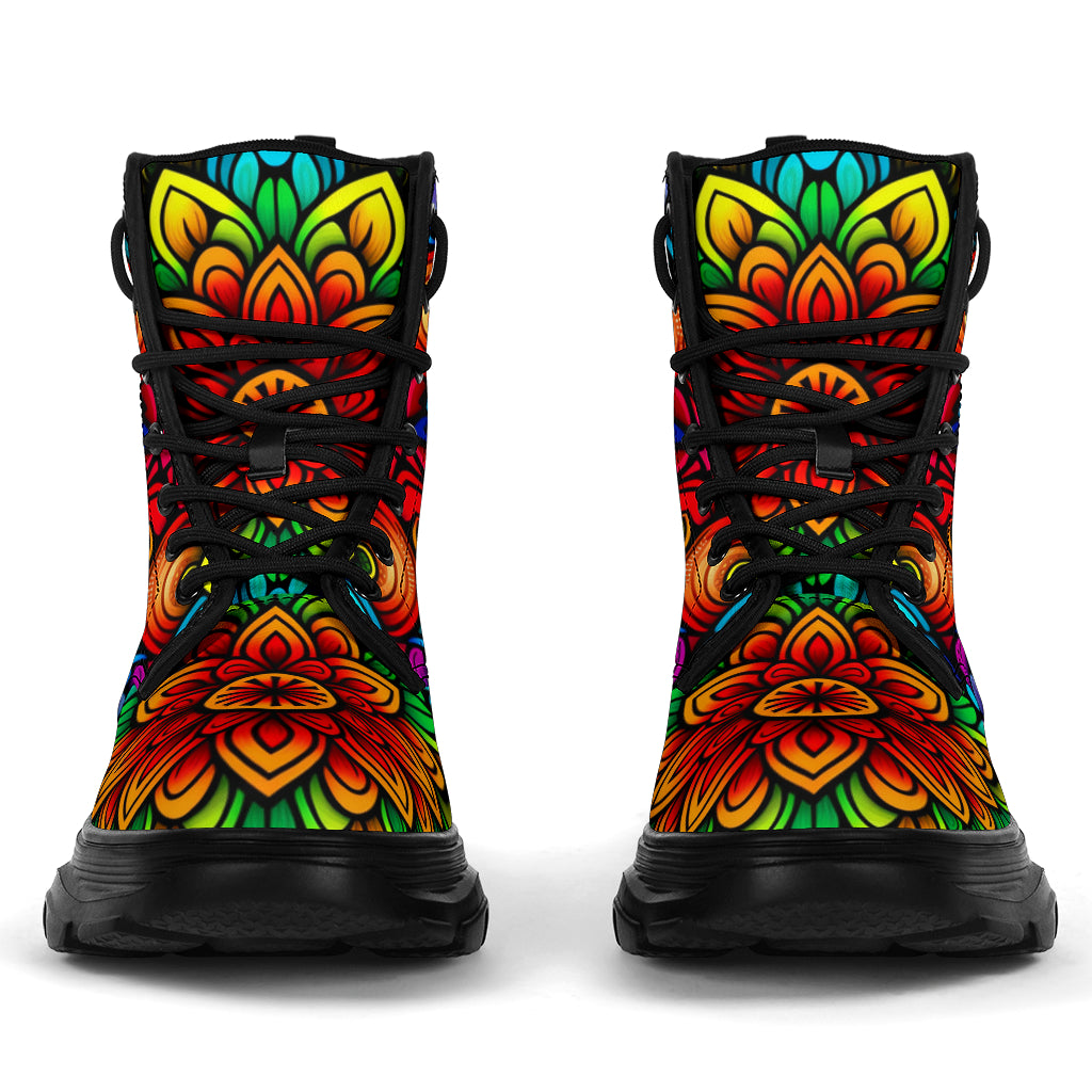Rainbow Mandala Chunky Boots