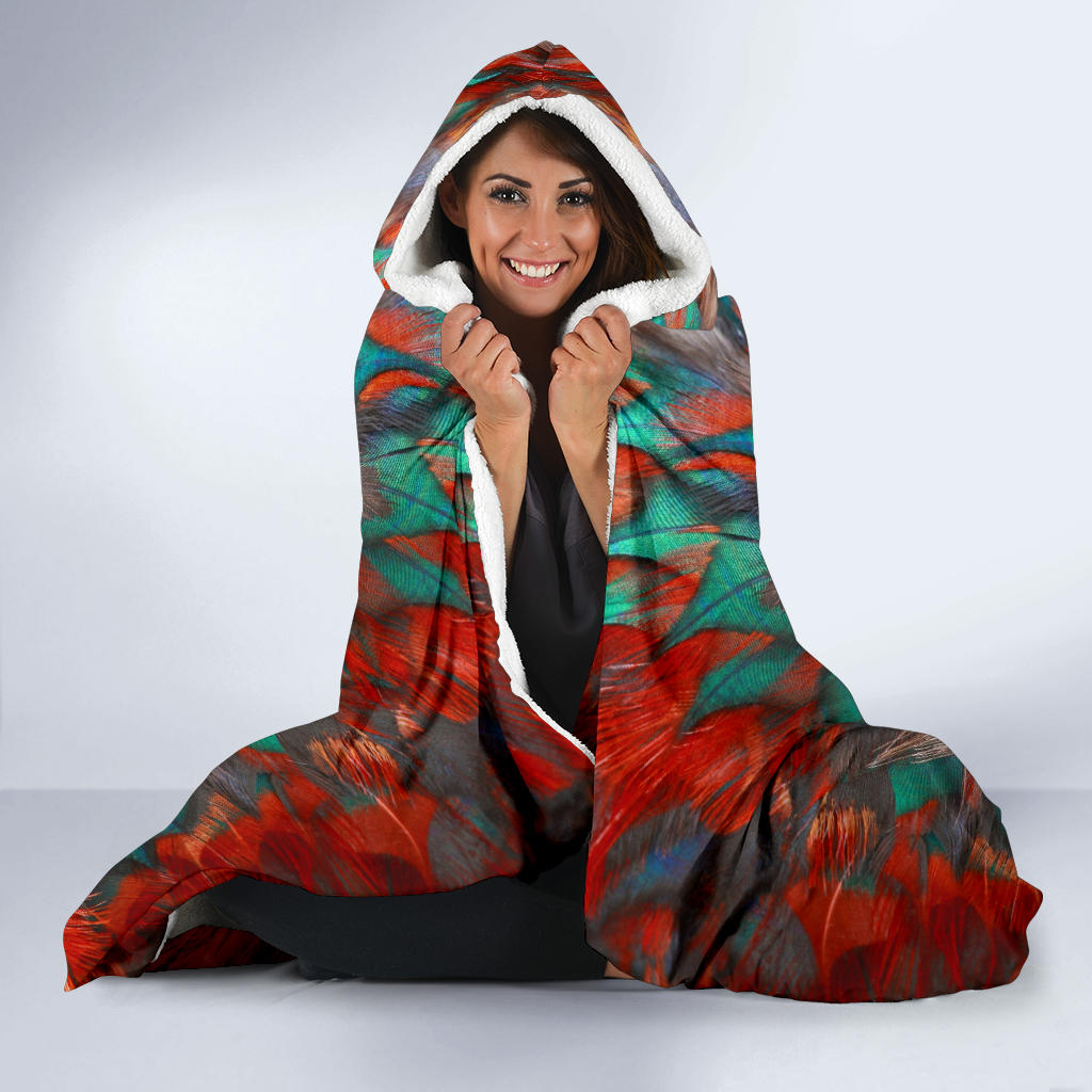 Feathers hooded blanket