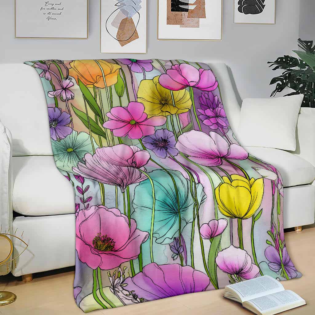 Spring Flowers Premium Blanket