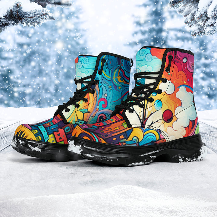 Happy Doodle Chunky Boots