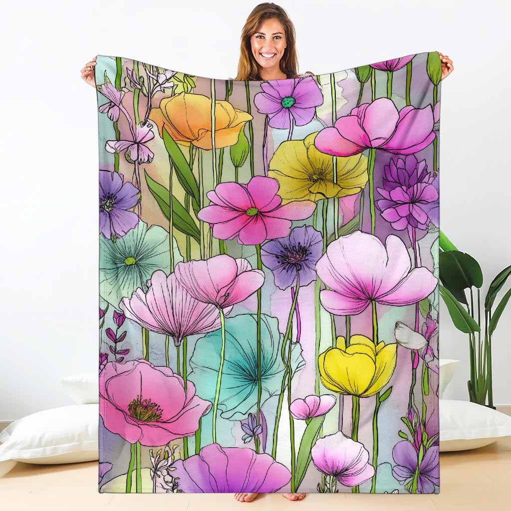 Spring Flowers Premium Blanket
