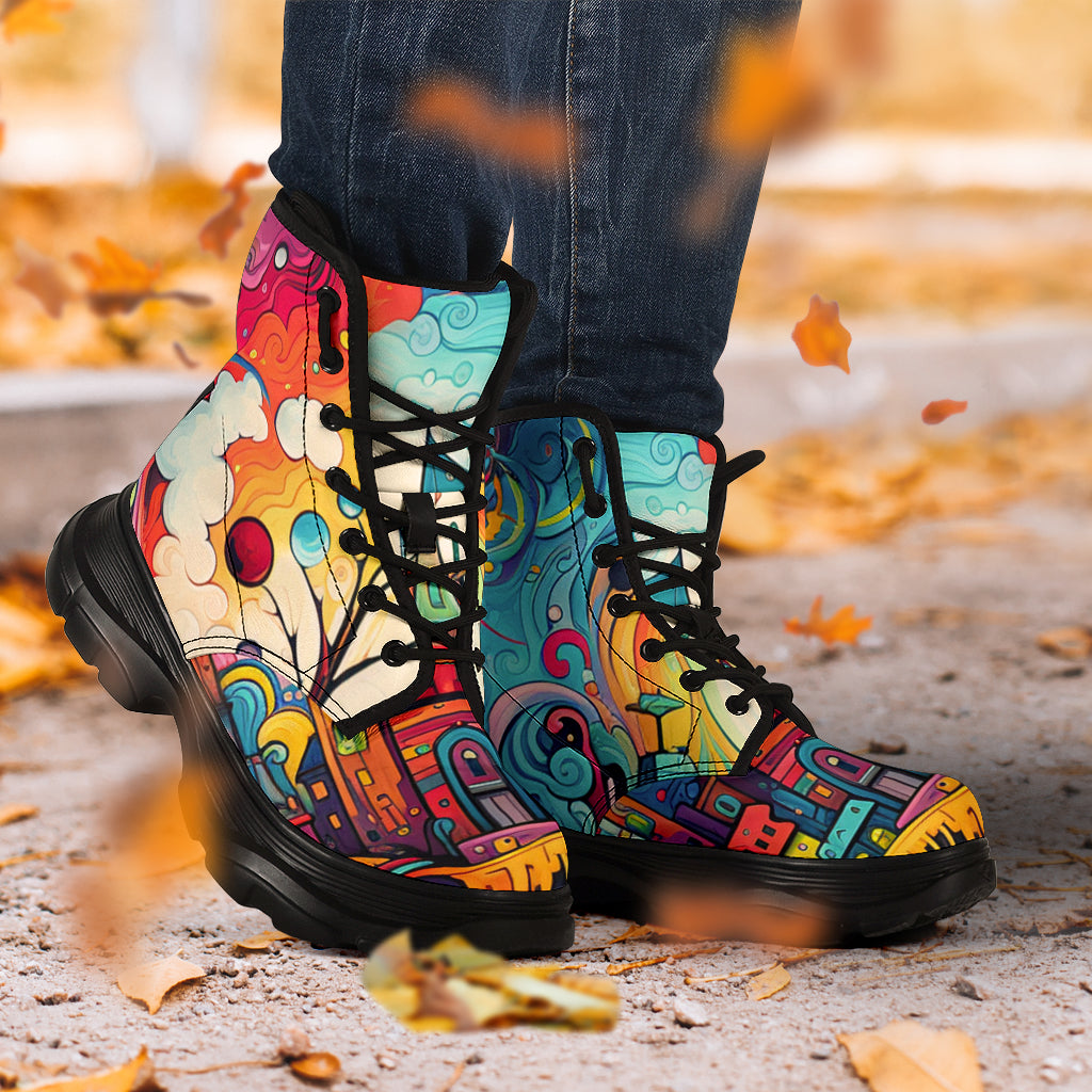 Happy Doodle Chunky Boots