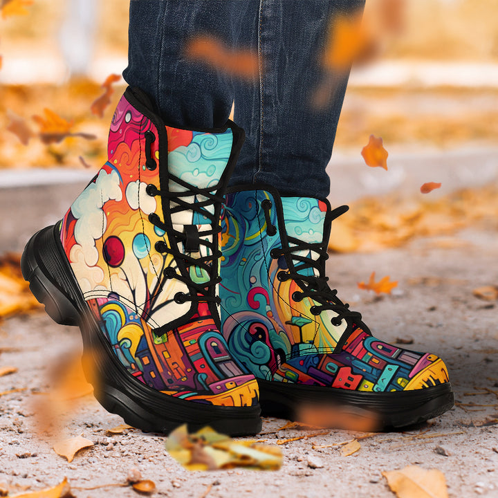 Happy Doodle Chunky Boots