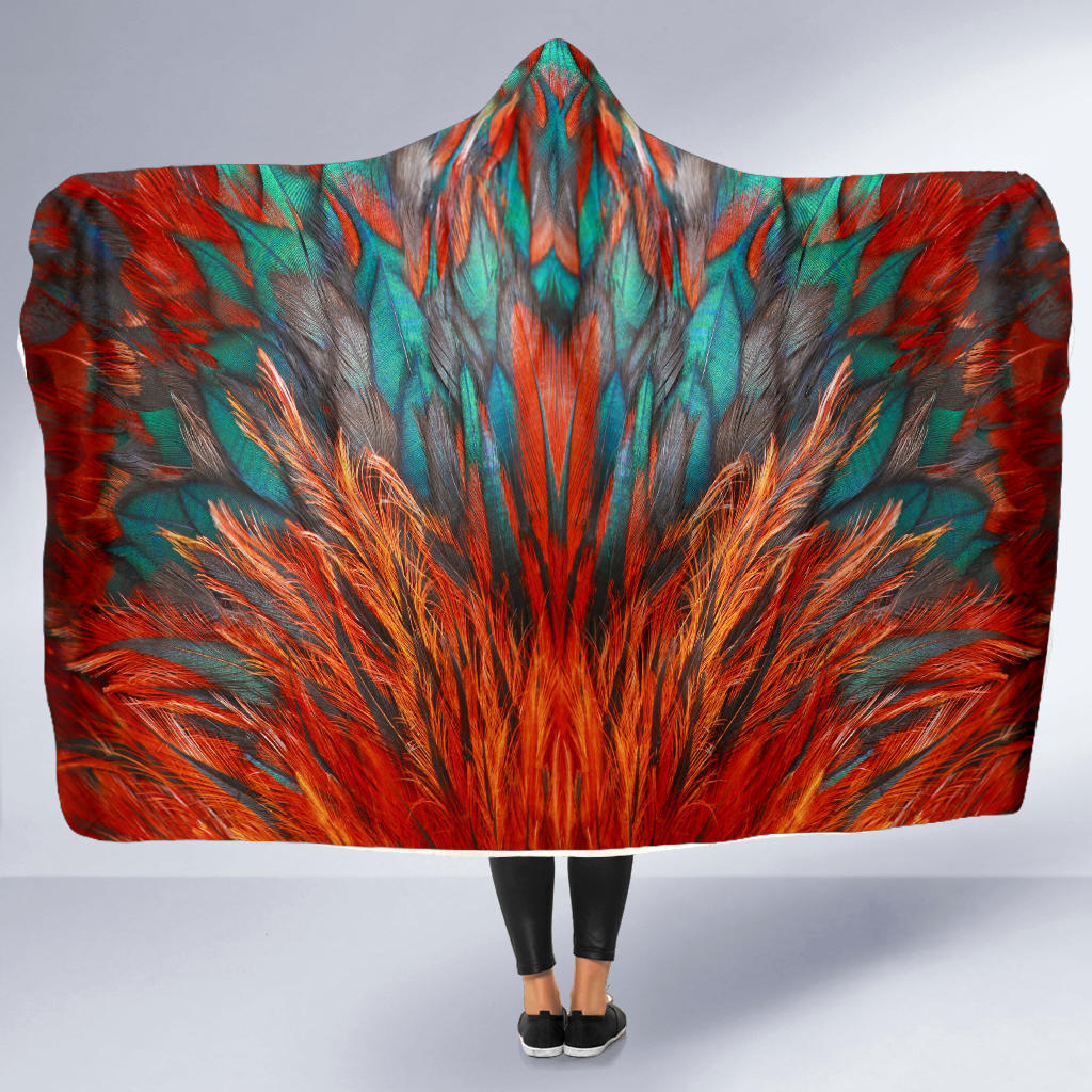 Feathers hooded blanket
