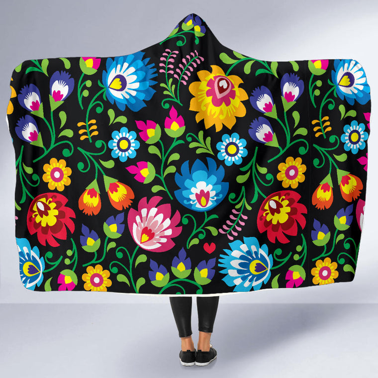 Floral hooded blanket