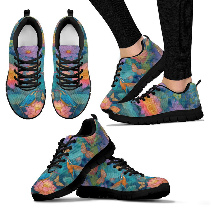 Multiple angles of Lotus Classic Sneakers with black soles, including a lifestyle shot worn on feet.