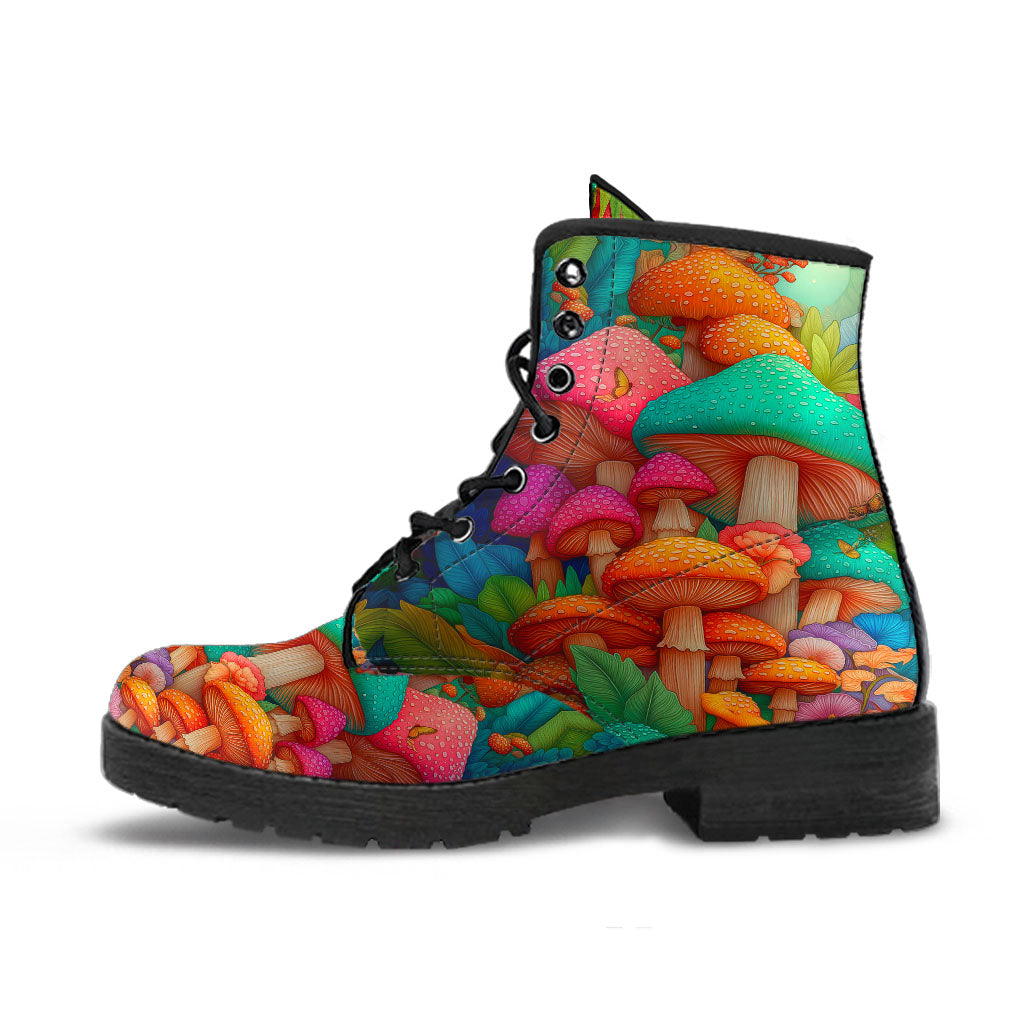 Side view of a single Magic Mushroom Classic Boot featuring a colorful mushroom pattern with a black sole.