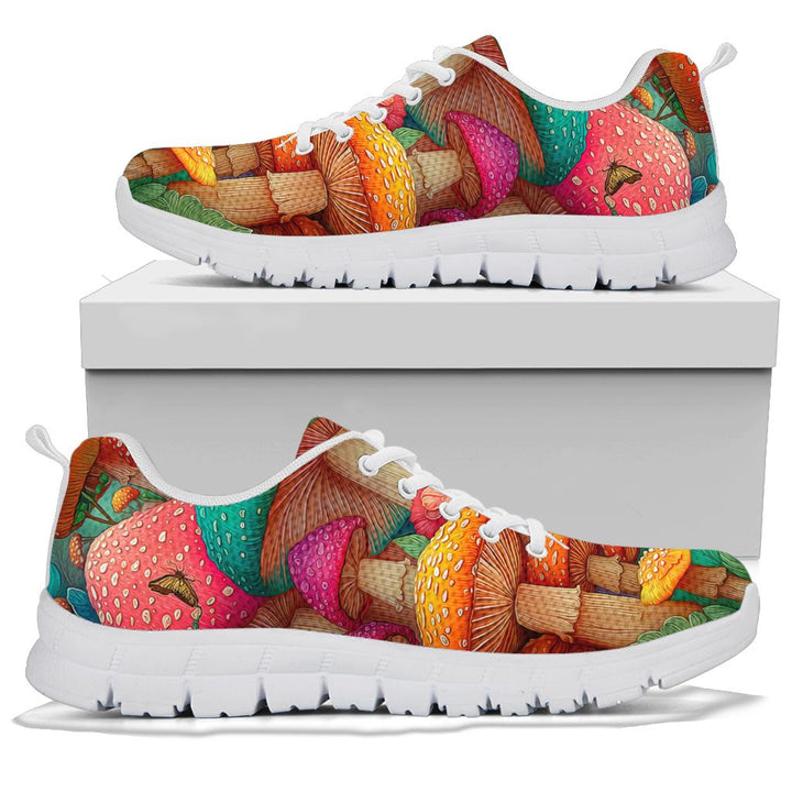 Magic Mushroom Sneaker with a crisp white sole displayed on a white YAD branded box.