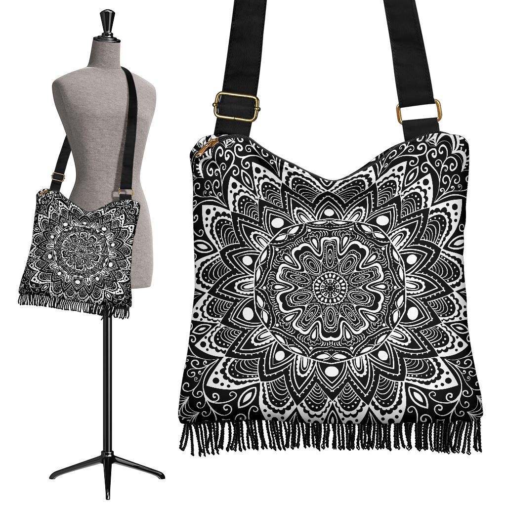 Bags - Black & White Mandala Crossbody Bag