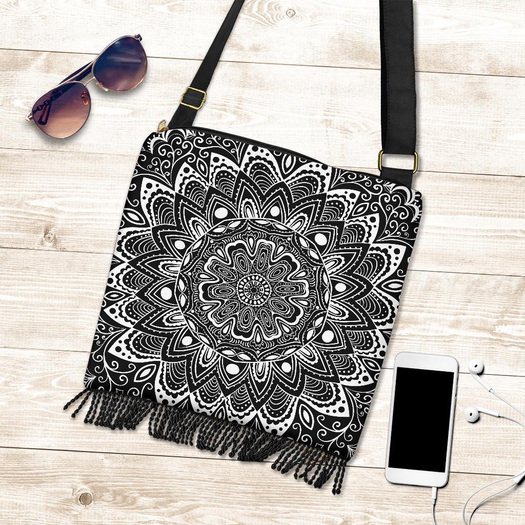 Bags - Black & White Mandala Crossbody Bag