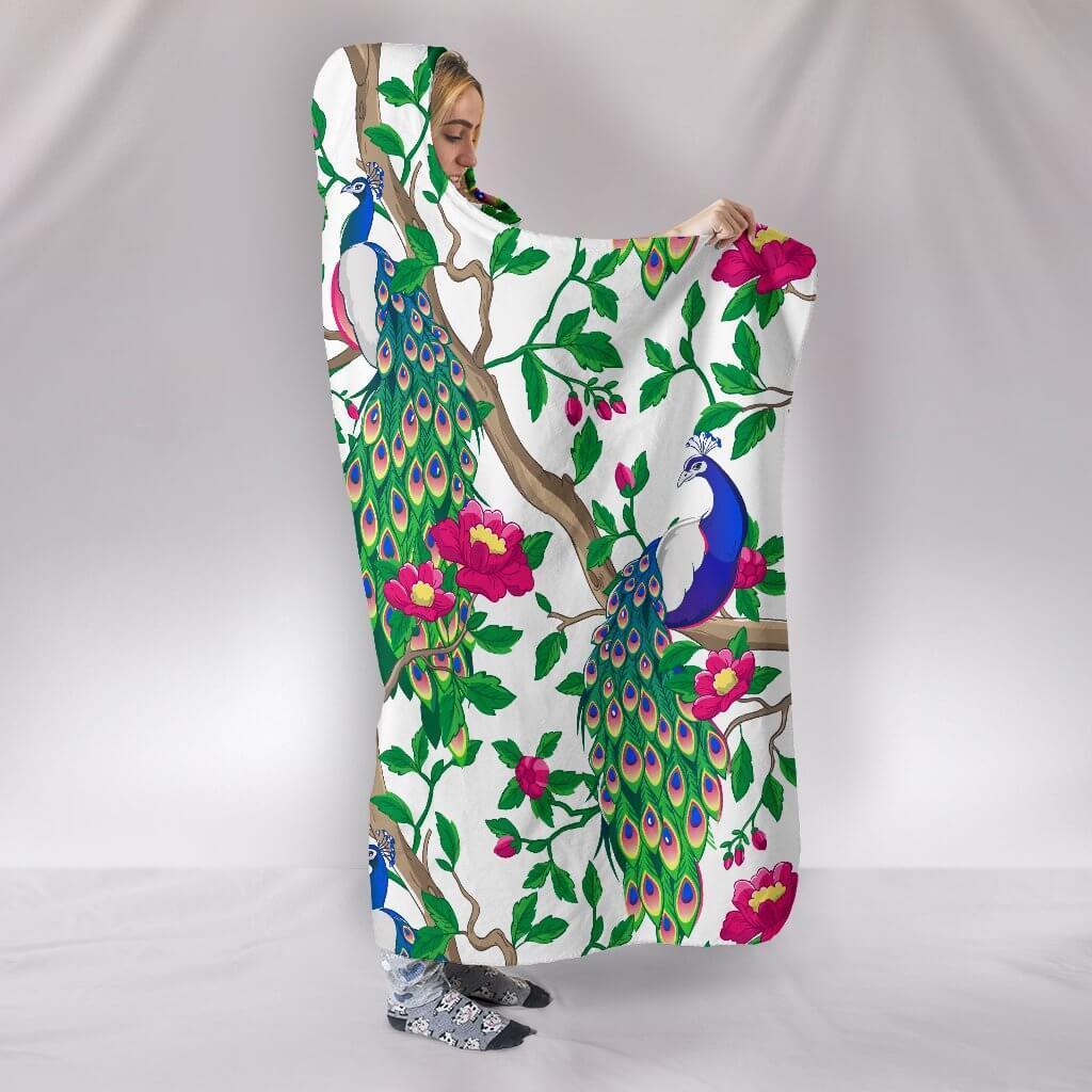 Beautiful Peacock Hooded Blanket