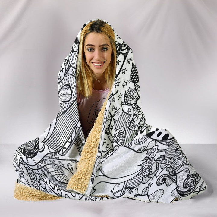 Black And White Cats Hooded Blanket