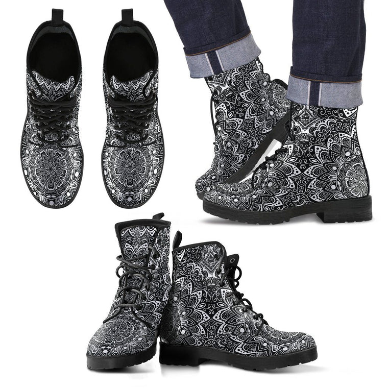 Black And White Mandala Men's Boots