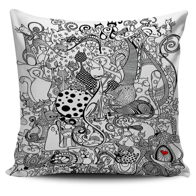 Black & White Cats Pillow Cover