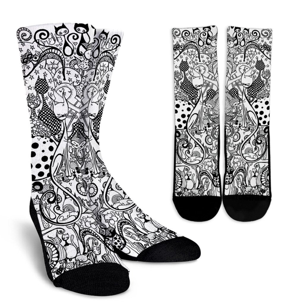Black & White Cats Socks