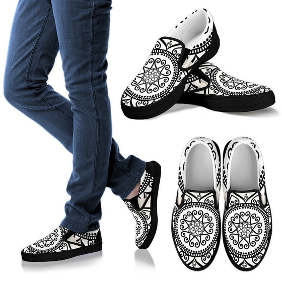 Black & White Mandala- Men Slip Ons