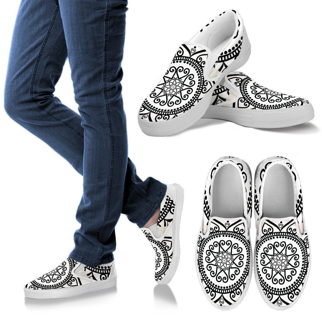 Black & White Mandala- Men Slip Ons