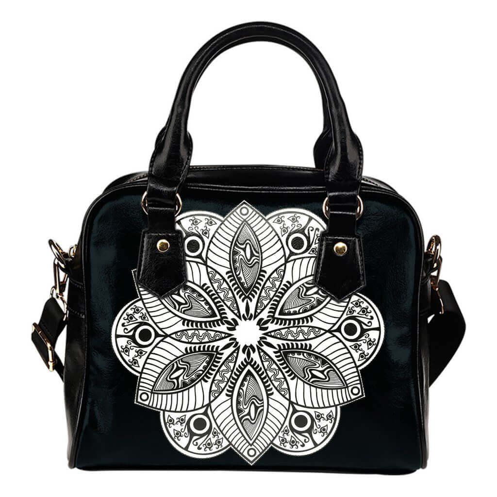 Black  White Mandala Shoulder Handbag