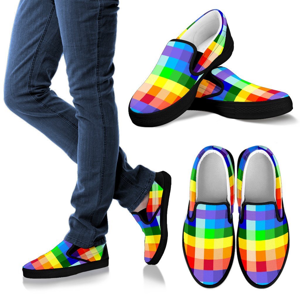 Colorful Chess Slip Ons