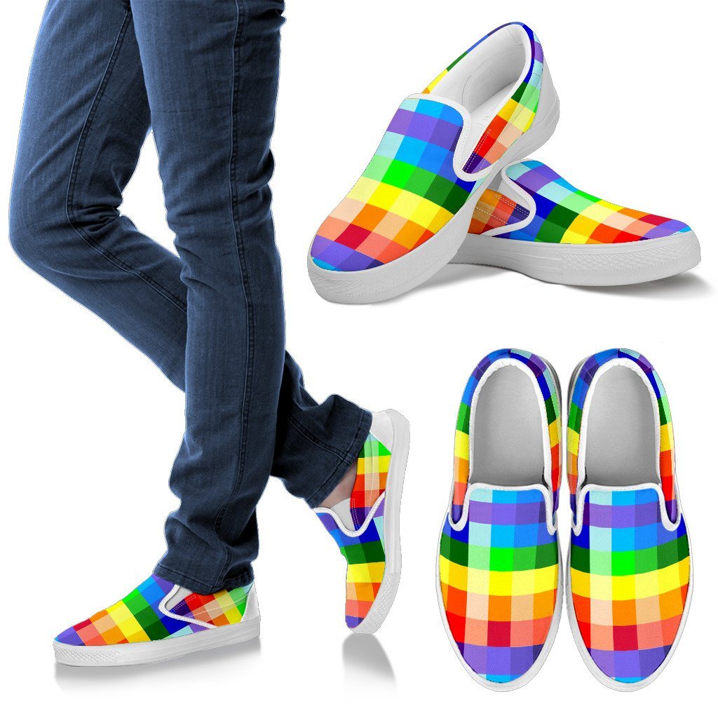 Colorful Chess Slip Ons