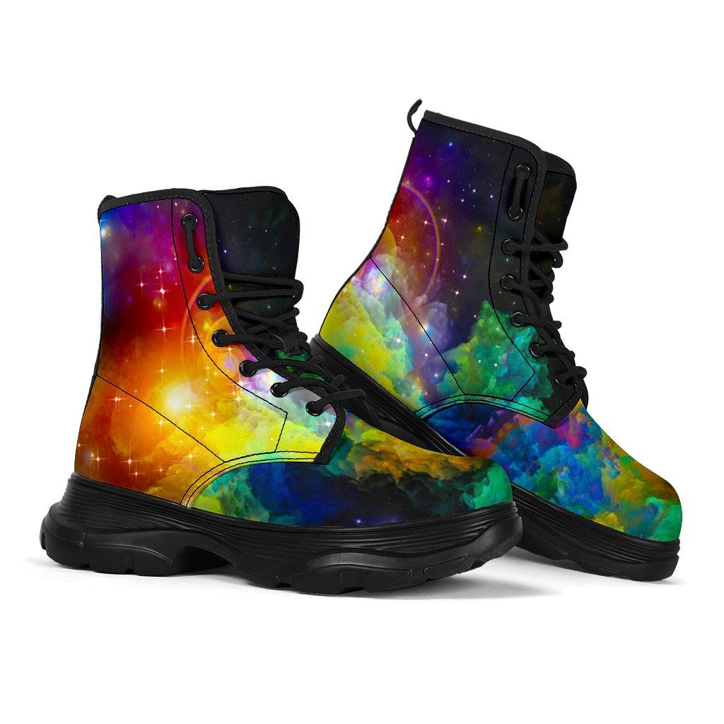 Colorful Galaxy Chunky Boots