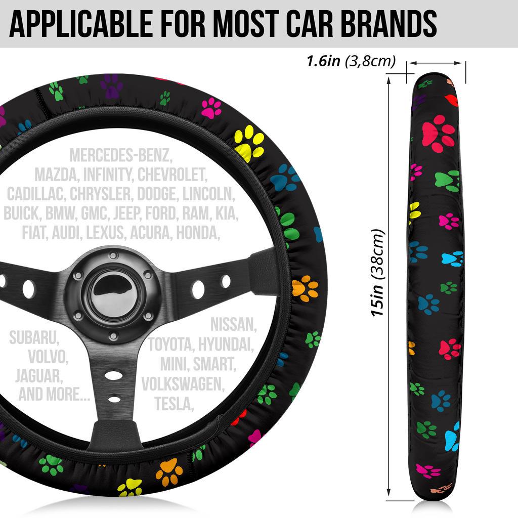 Colorful Paws Steering Wheel Cover