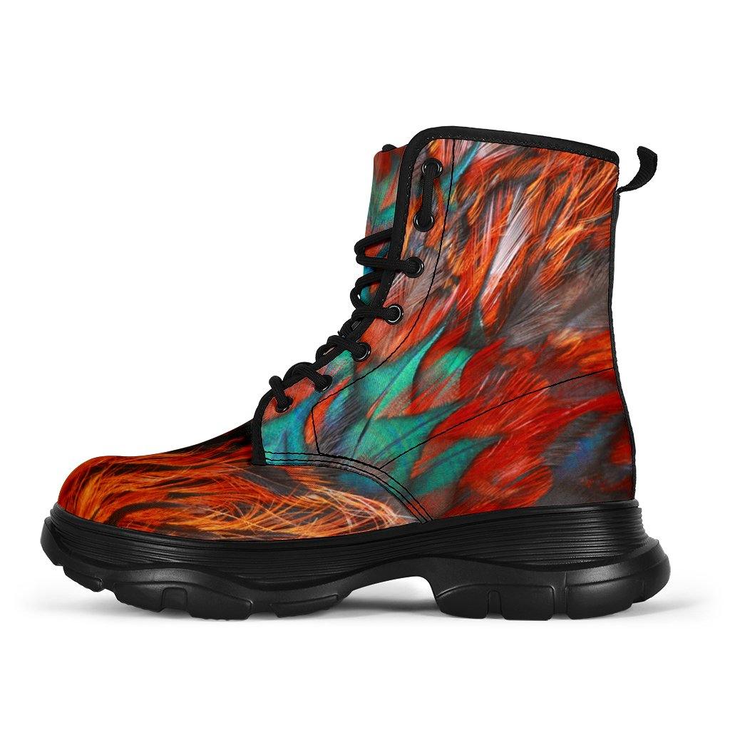 Flame Feathers Chunky Boots