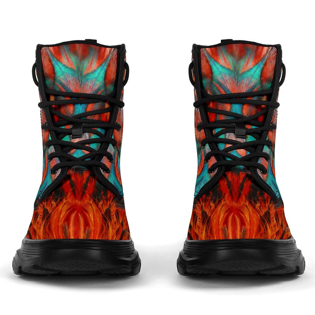 Flame Feathers Chunky Boots