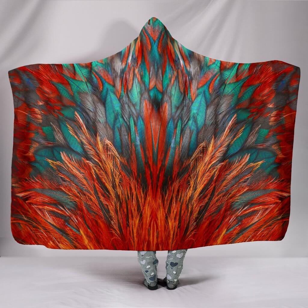 Flame Feathers Hooded Blanket