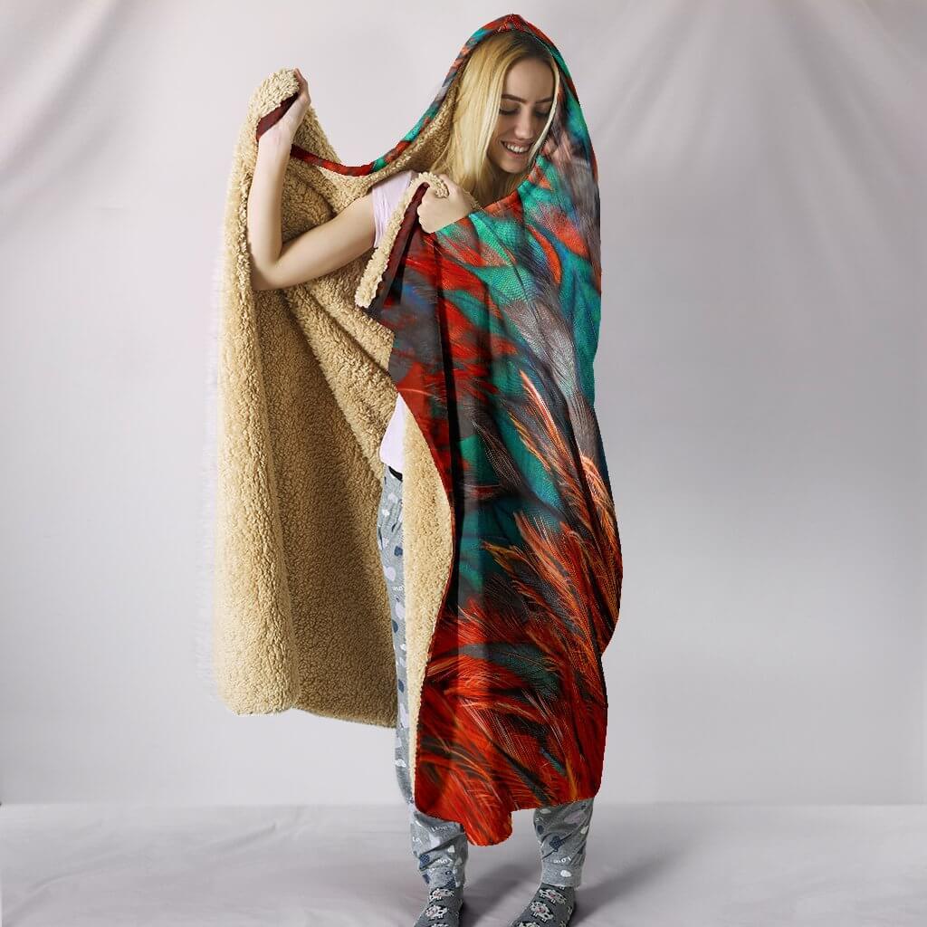 Flame Feathers Hooded Blanket