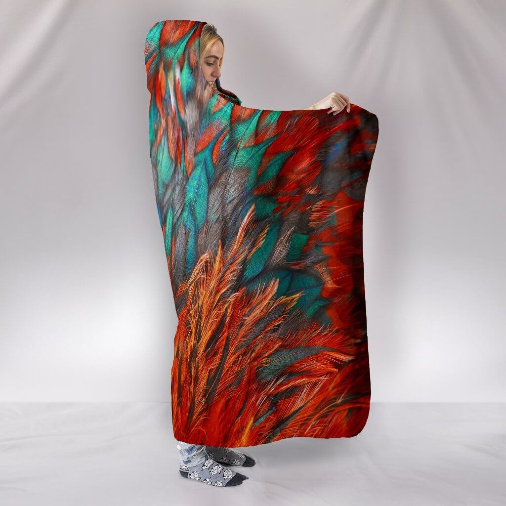 Flame Feathers Hooded Blanket