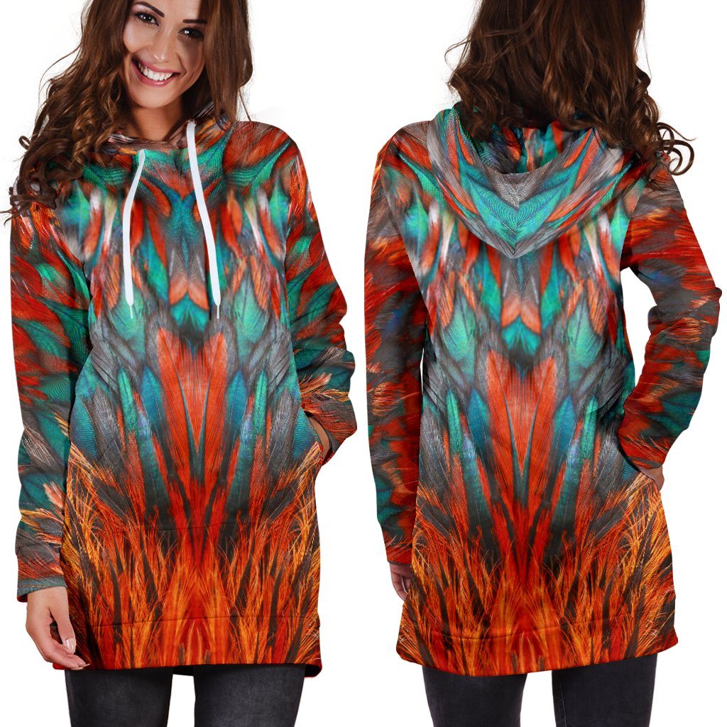 Flame Feathers Hoodie Dress