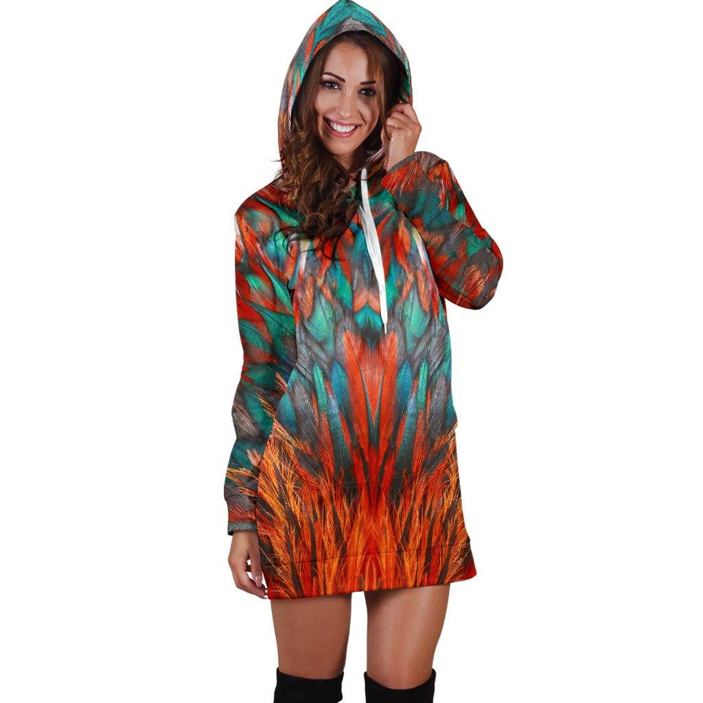 Flame Feathers Hoodie Dress