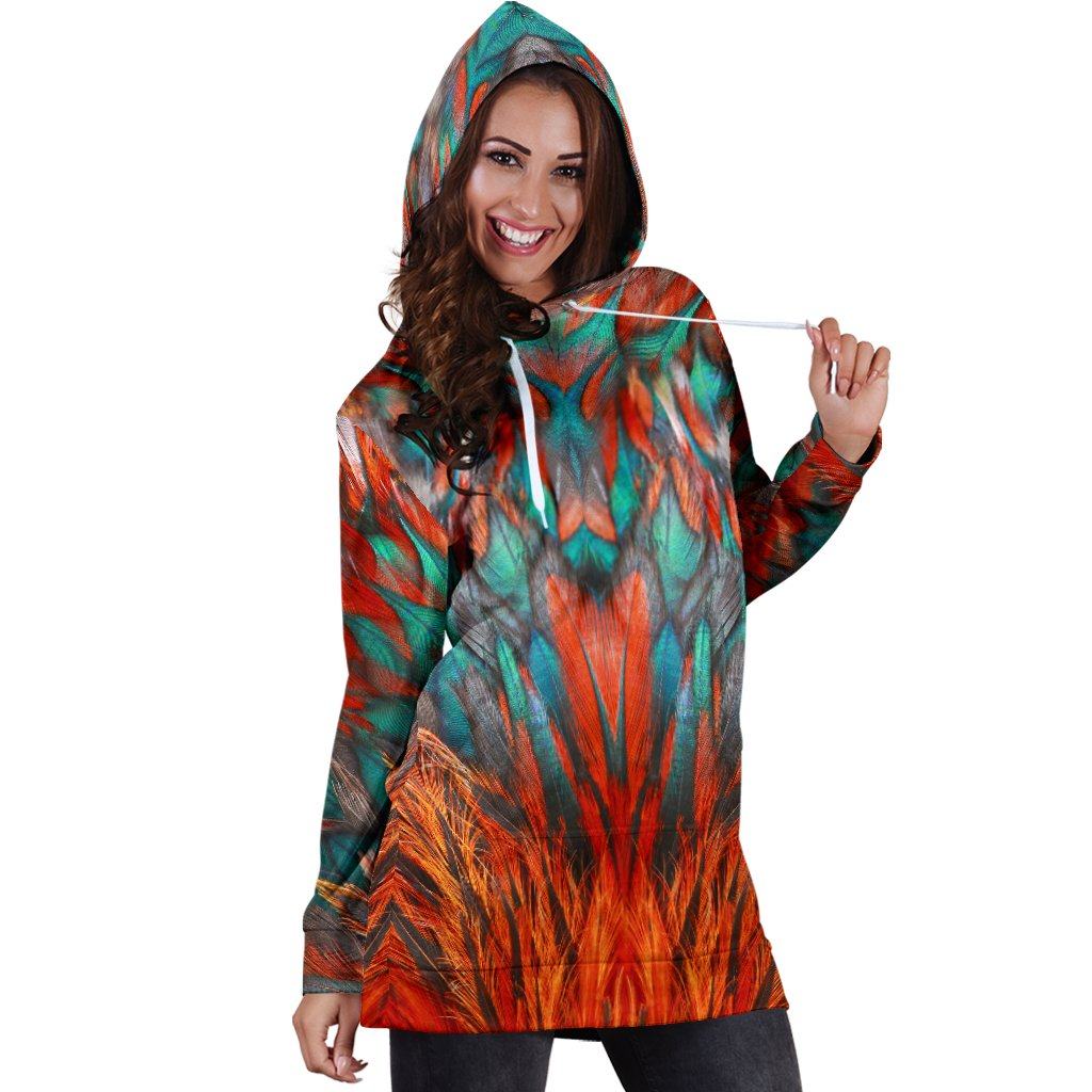 Flame Feathers Hoodie Dress