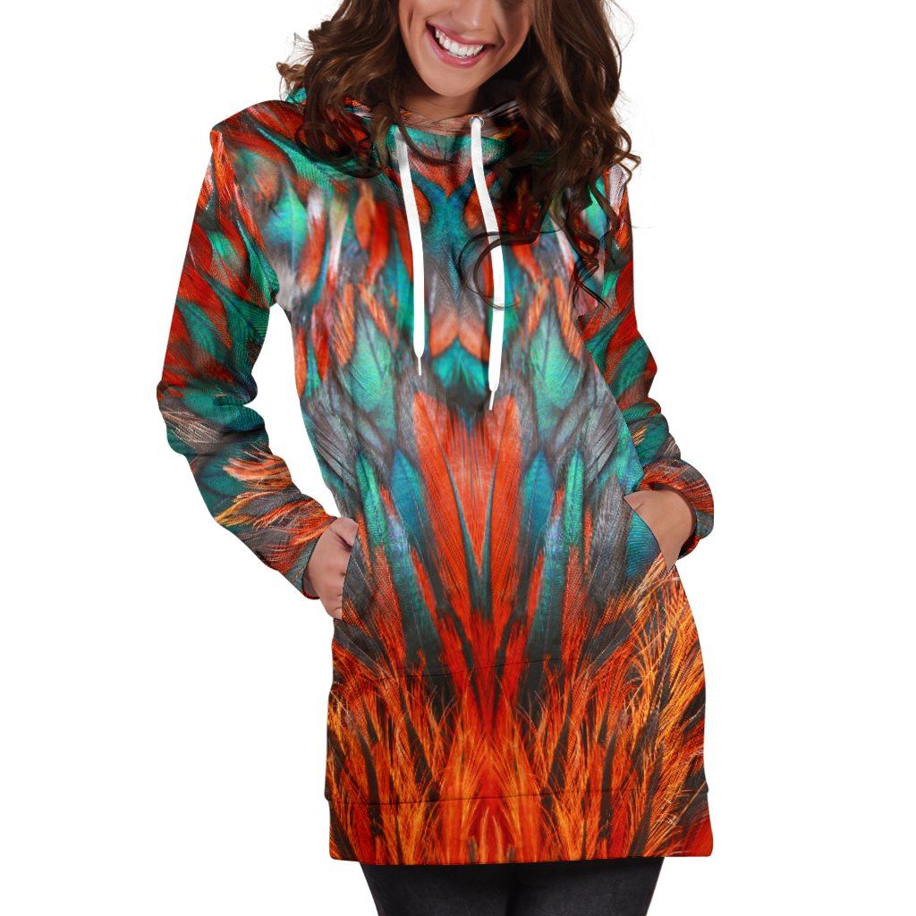 Flame Feathers Hoodie Dress