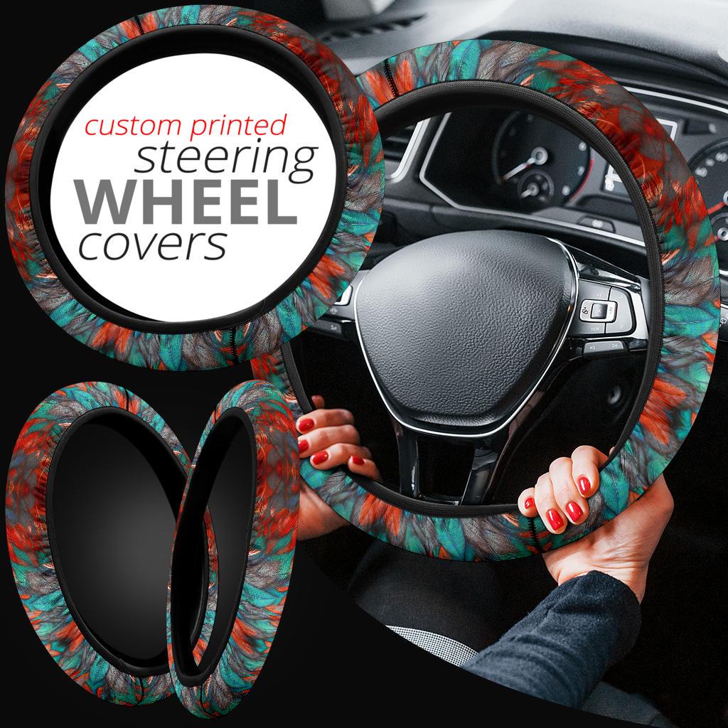 Flame Feathers Steering Wheel Cover