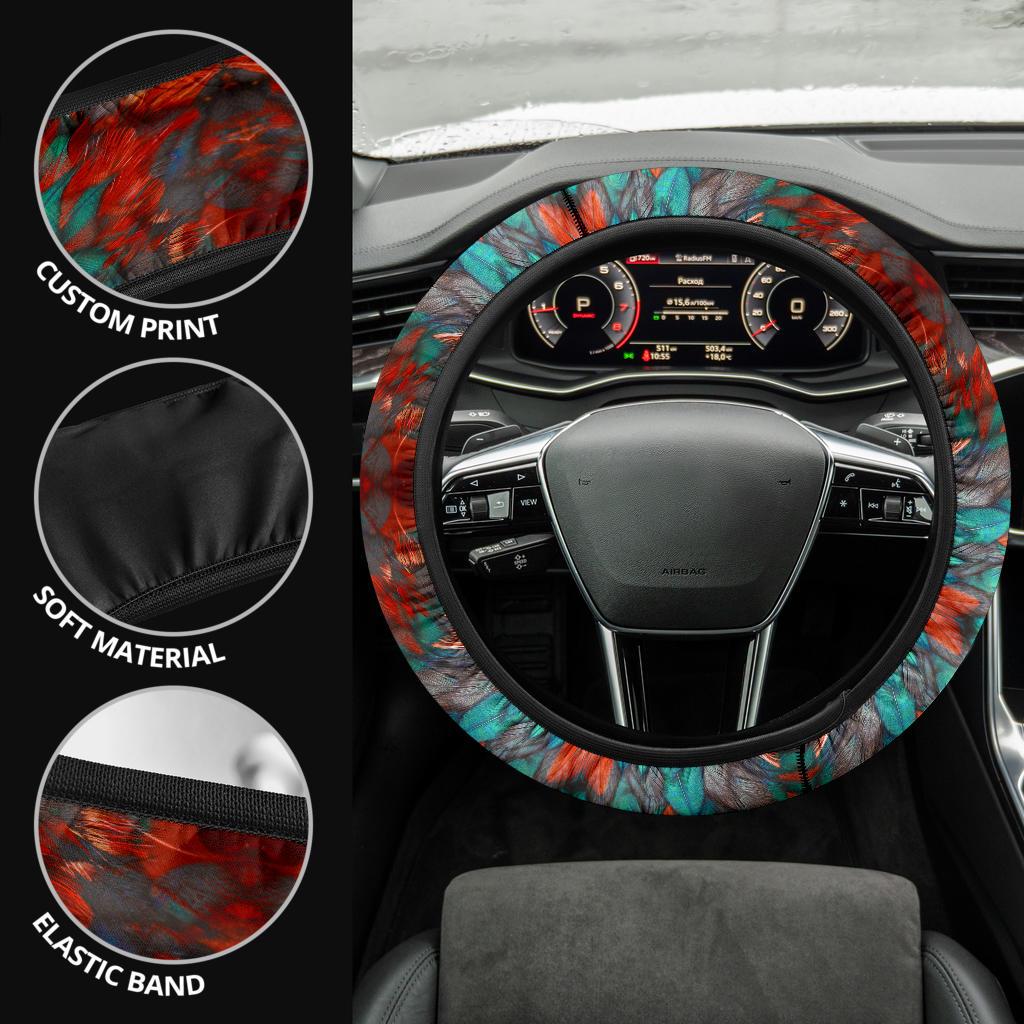 Flame Feathers Steering Wheel Cover