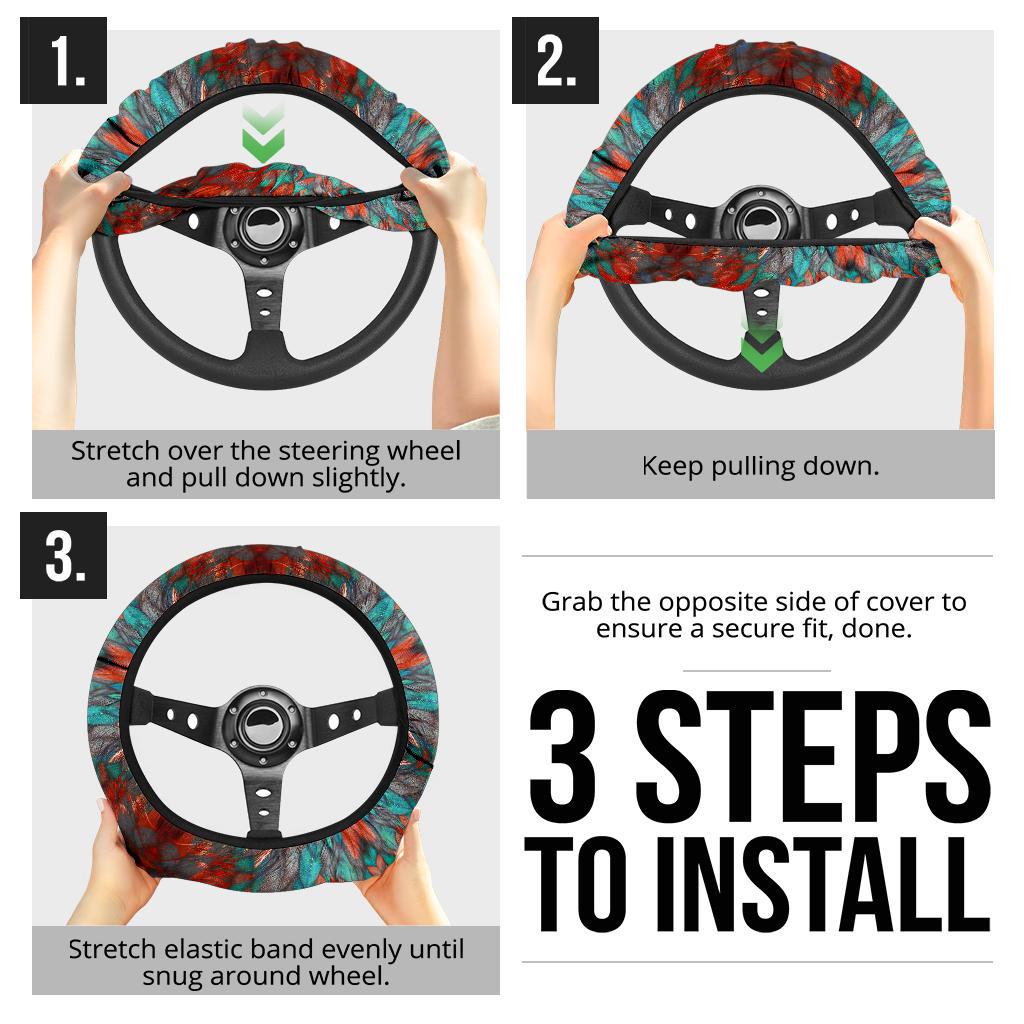 Flame Feathers Steering Wheel Cover