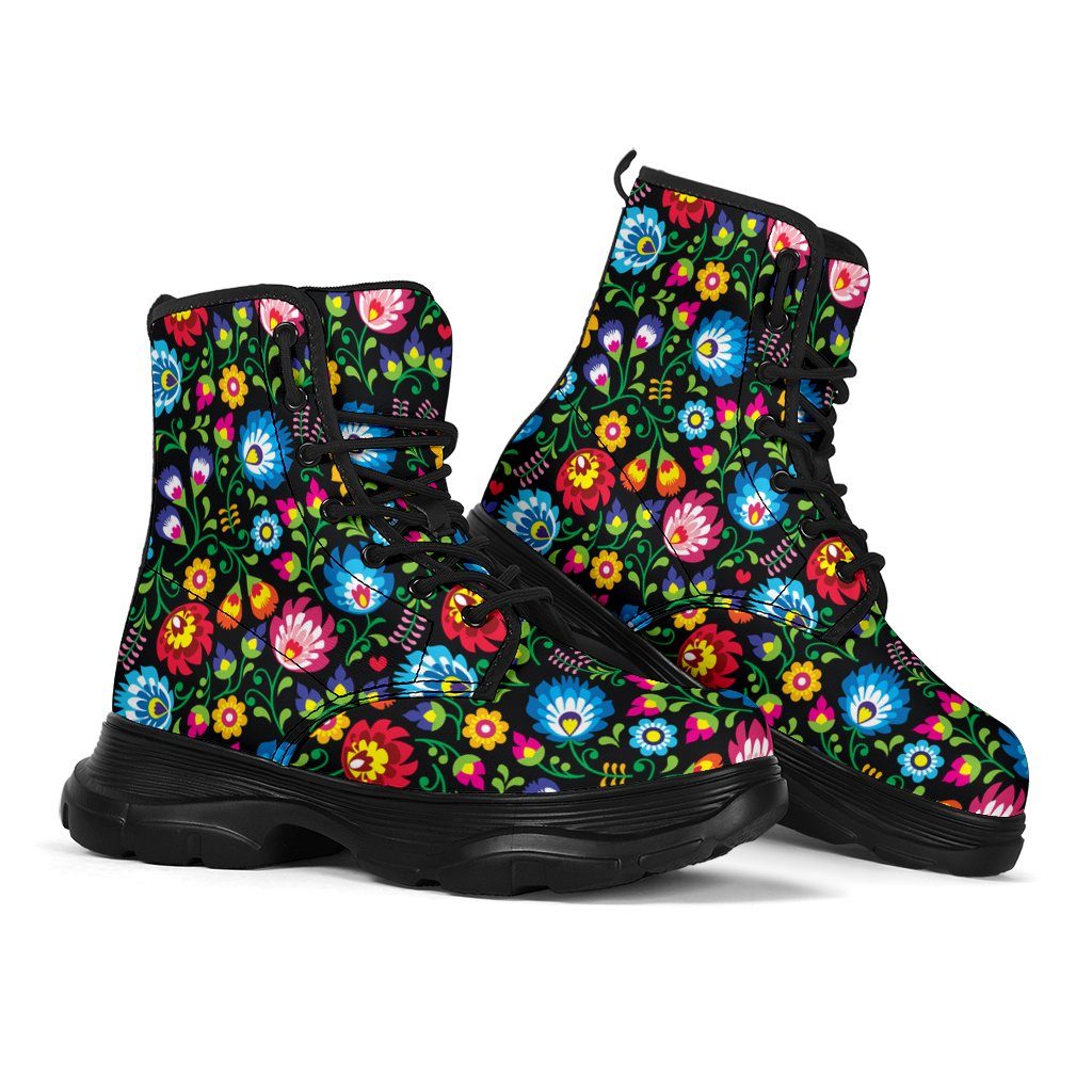 Floral Chunky Boots