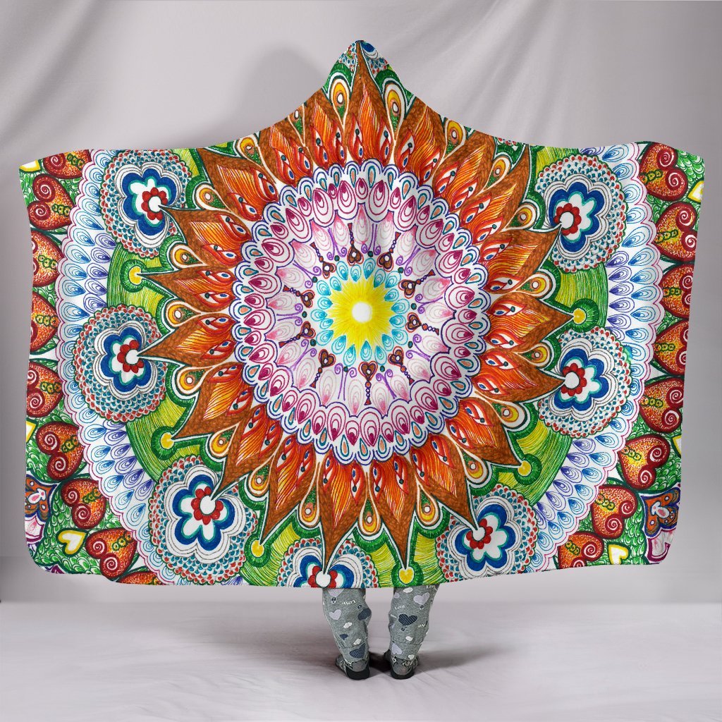 Flowers Mandala Hooded Blanket
