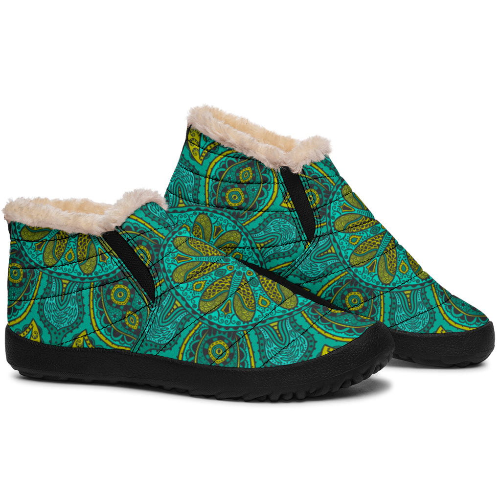 Green Mandala Winter Shoes