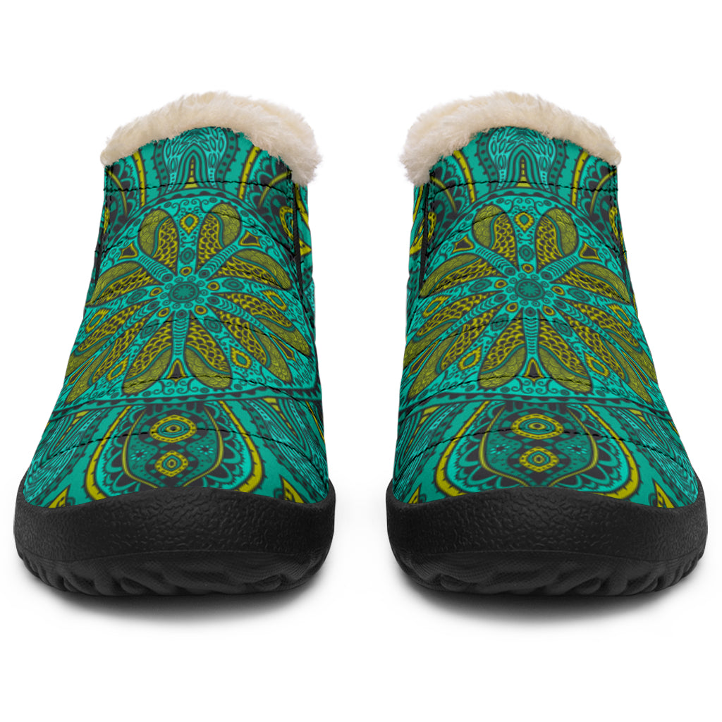 Green Mandala Winter Shoes