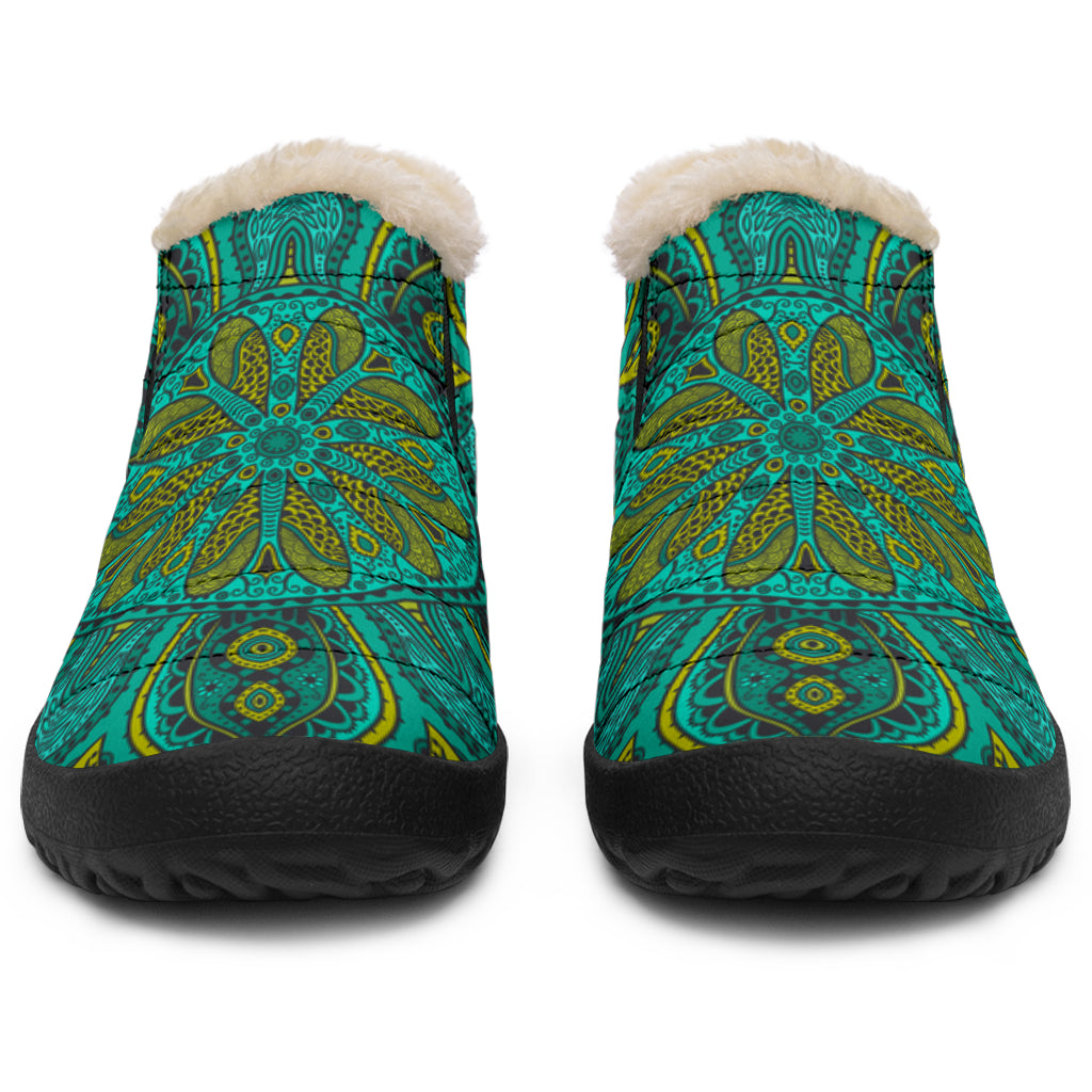 Green Mandala Winter Shoes